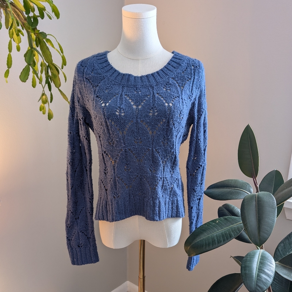 Lace Knit Blue Sweater